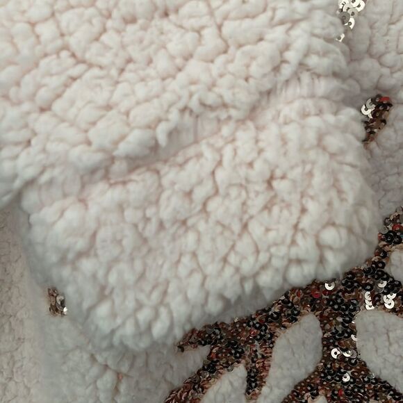 Lg Sherpa Blush Pullover with Sequin Snowflake - Picture 4 of 4